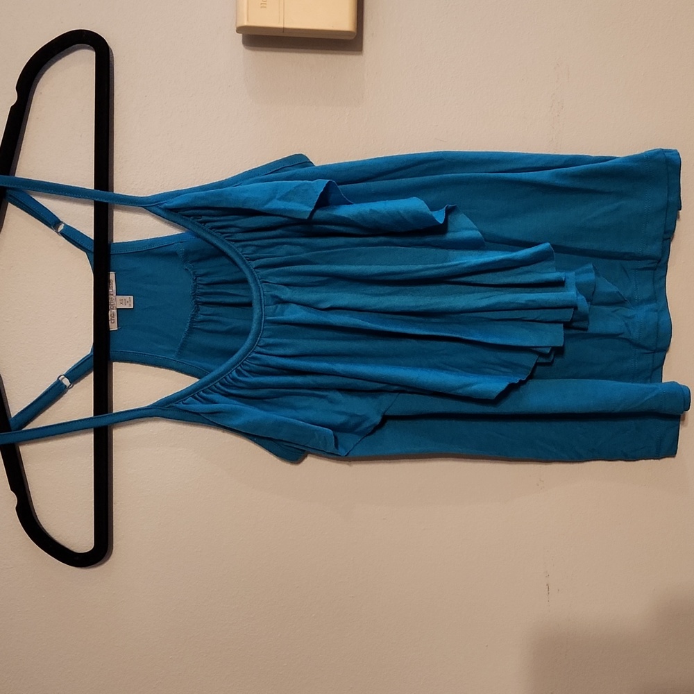 Charlotte russe, xs, blue ruffled tank top with adjustable straps